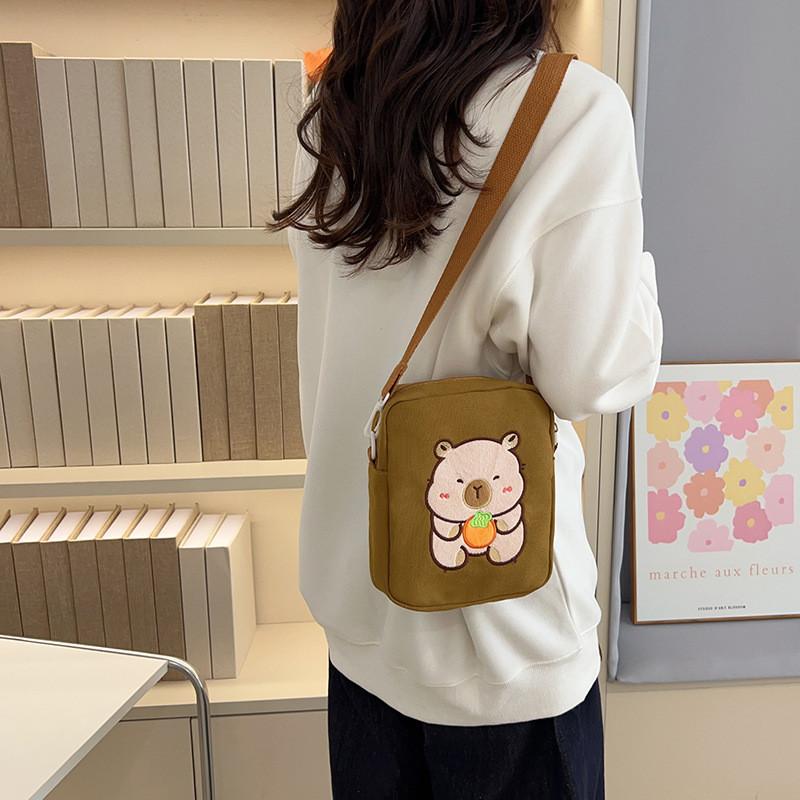 Adorable Cartoon Canvas Shoulder Bag For Kids Perfect For Everyday Use And Storage