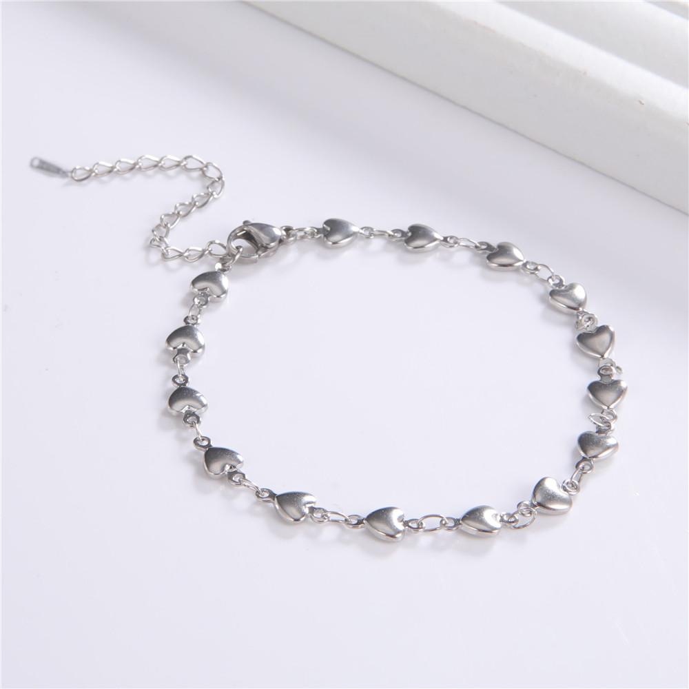 Gold Heart Chain Bracelet for Women Stainless Steel Adjustable Bracelets Summer Jewelry