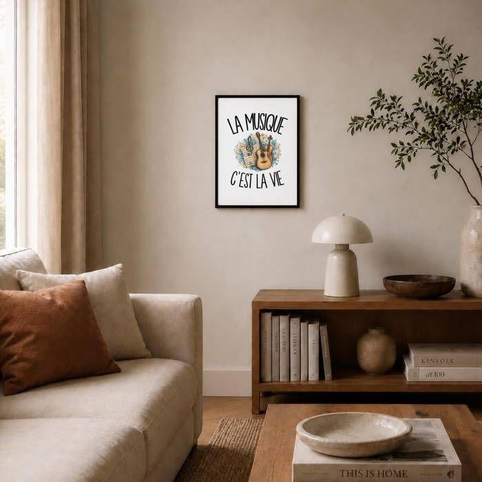 Poster La musique c'est la vie | Affiche Papier Photo 310 g Finition Perlée Format Taille A3 | Décoration Murale Salon Chambre