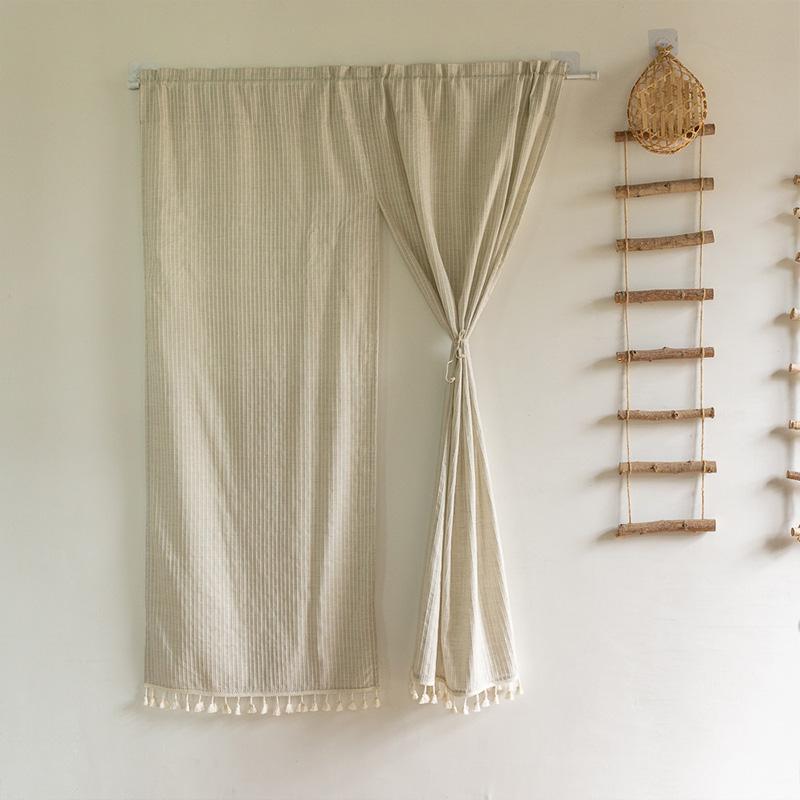 Japanese Style Cotton And Linen Curtain Kitchen Partition Living Room Bedroom Door Hanging Curtain Home Door Half Curtains W90cmxH100cm