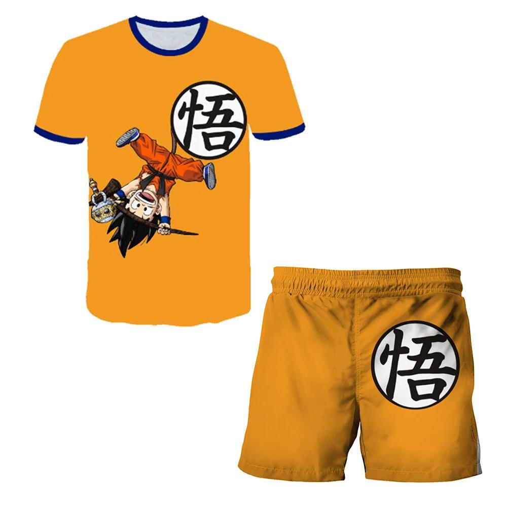 Fashion Dragon Ball Z Tshirt Set Kids Vegeta Boys Clothes Girls Mens Women T-shirt Suit Trucksuit Clothes 3d Goku Short Sleeve