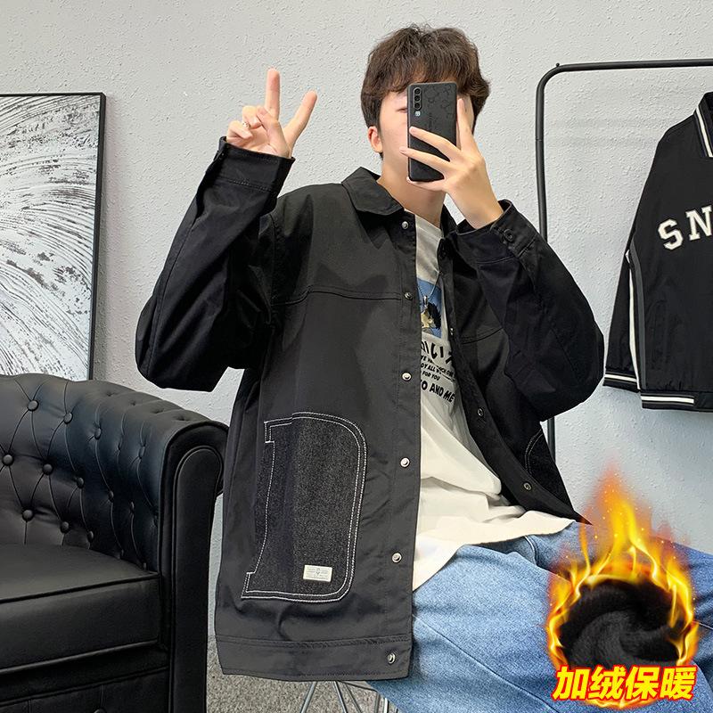 Jackets, Men's Jackets, Spring and Autumn Lapels, Casual Fleece, Trendy, Versatile, Korean Cargo Jackets, Men's Fashion Men's Clothing