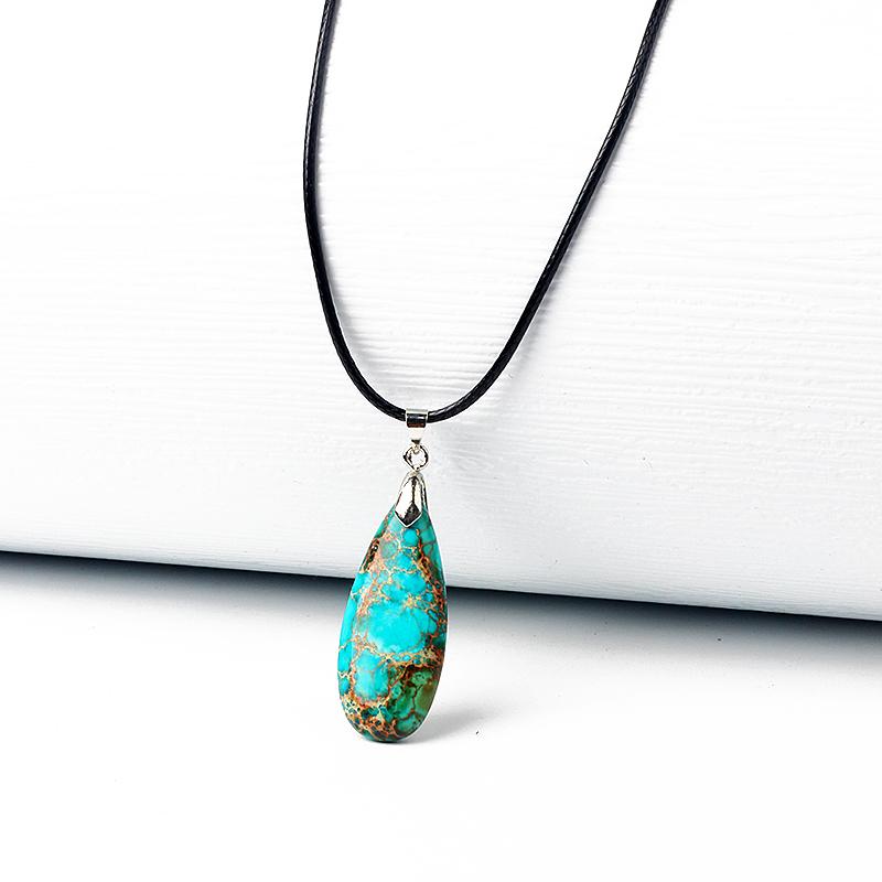 Water-Drop Emperor Stone Pendant Necklaces for Women Reiki Nature Stone Imperial Jaspers Turquoises Necklaces Healthcare Jewelry