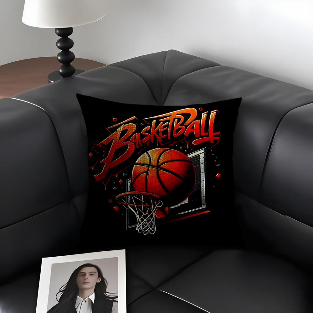 Basketball Sport Cushion Cover Natural Linen Organic Fabric Double-Sided Printing Sofa Home Decor Gift Pillow Case