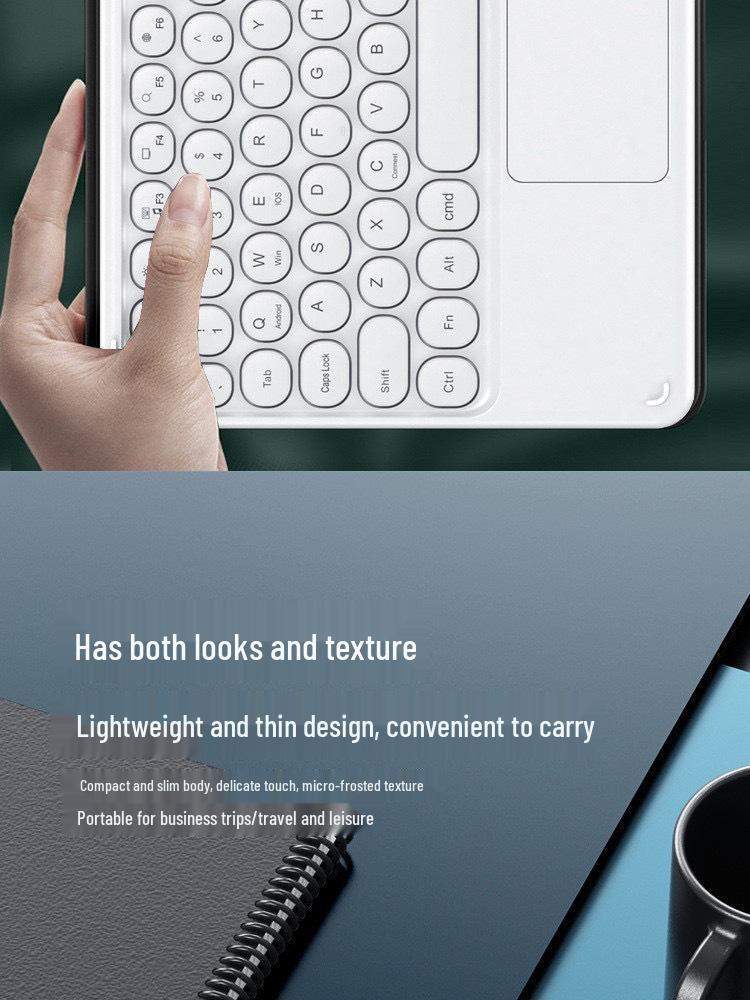 Compatible Bluetooth Keyboard with Magnetic Attachment for iPad, Huawei Phone, and Tablets - Round Key, Touch, and Wireless Charging Features