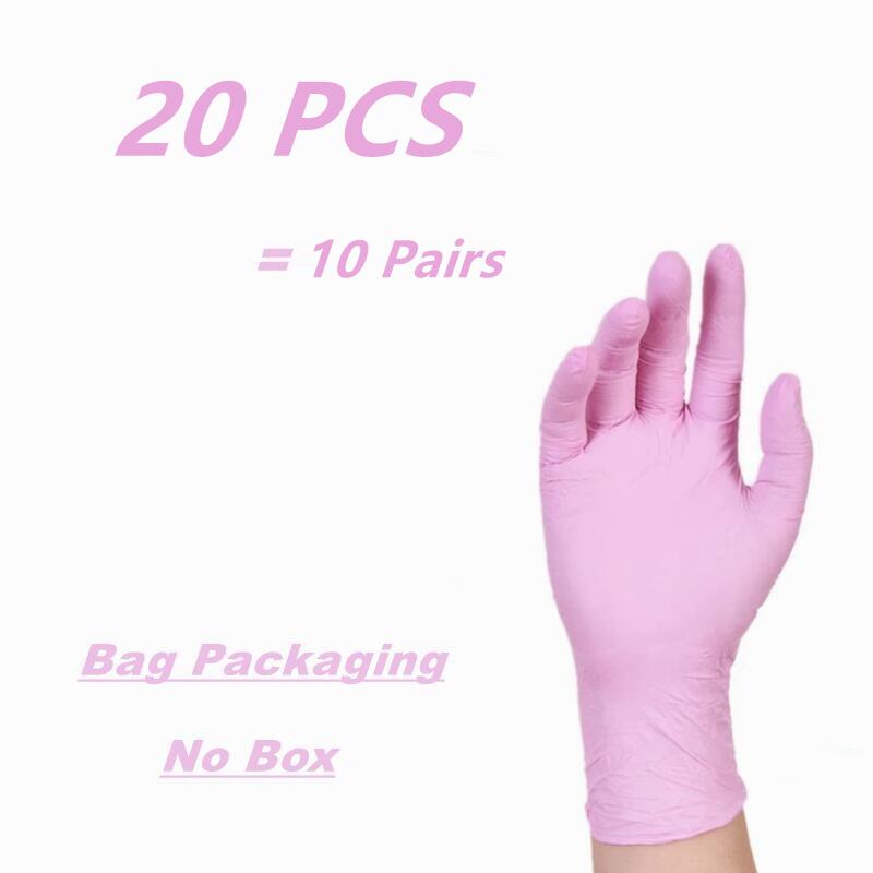 

20/50/100PCS Pink Nitrile Gloves Disposable Latex Powder Free Gloves for Household Cleaning Beauty Salon Working Kitchen Gloves XS