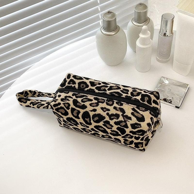 Leopard Print Makeup Bags Makeup Brush Pen Bag High Quality Women's Large Capacity Cosmetic Bag Portable Storage Handbag