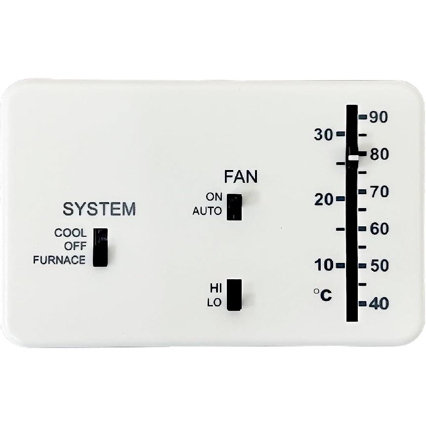 RV Thermostat, RV Analog Thermostat Replacement for Dometic (Cool Only/Furnace) 3106995.032, 12 VDC (White)