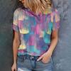 Summer Women's Casual Simple Short Sleeved Top Women's Personalized Fashion Multi Color Art 3D Printed T-shirt Top
