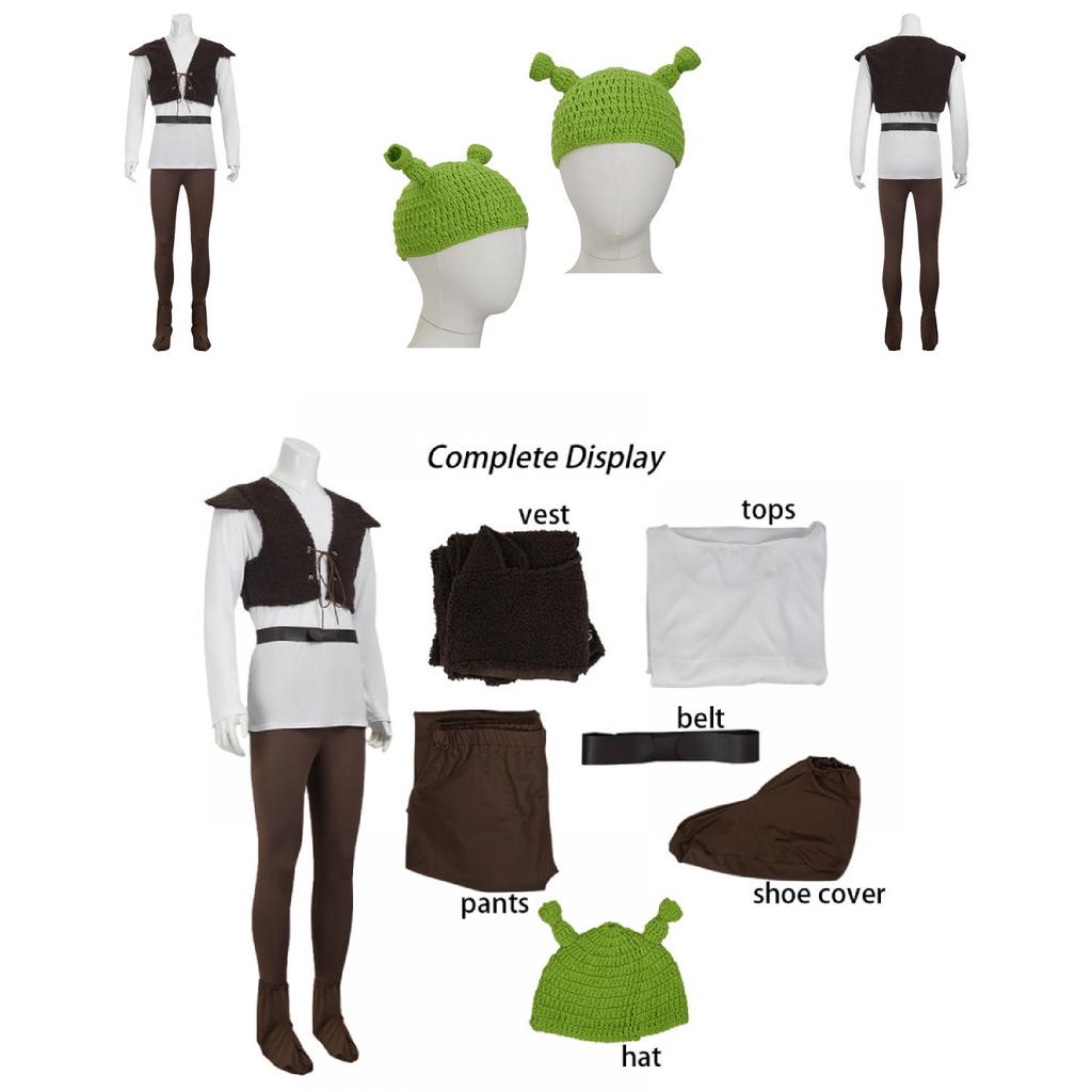 Shrek Costume With Polyester Fabric For Halloween Cosplay And Role Play