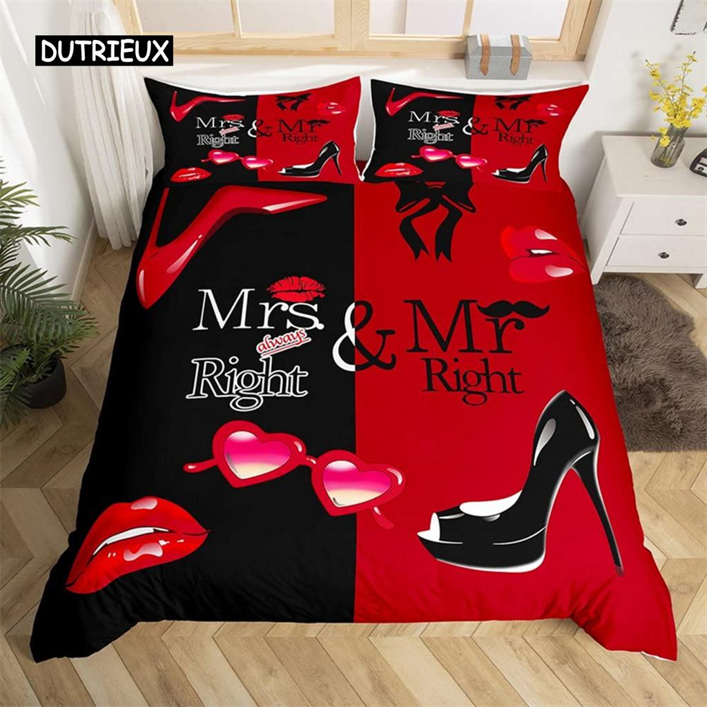 Flower Butterfly High Heels Duvet Cover King Fantasy Glitter Quilt Cover Polyester Romantic Theme Bedding Set Valentine Day Gift