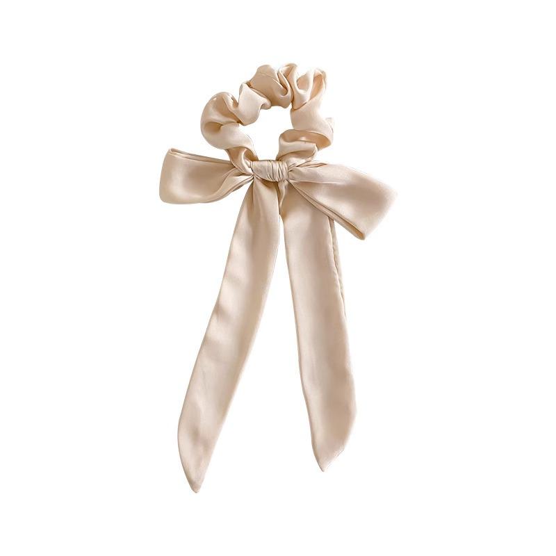 Elegant White Bow Headband with Long Ribbon for Women