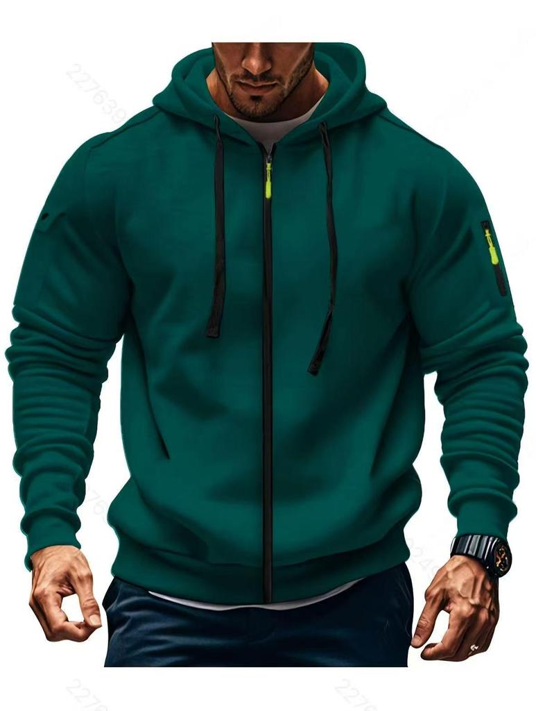 Men's Autumn & Winter Hooded Sweatshirt - Casual Double Zipper Jacket