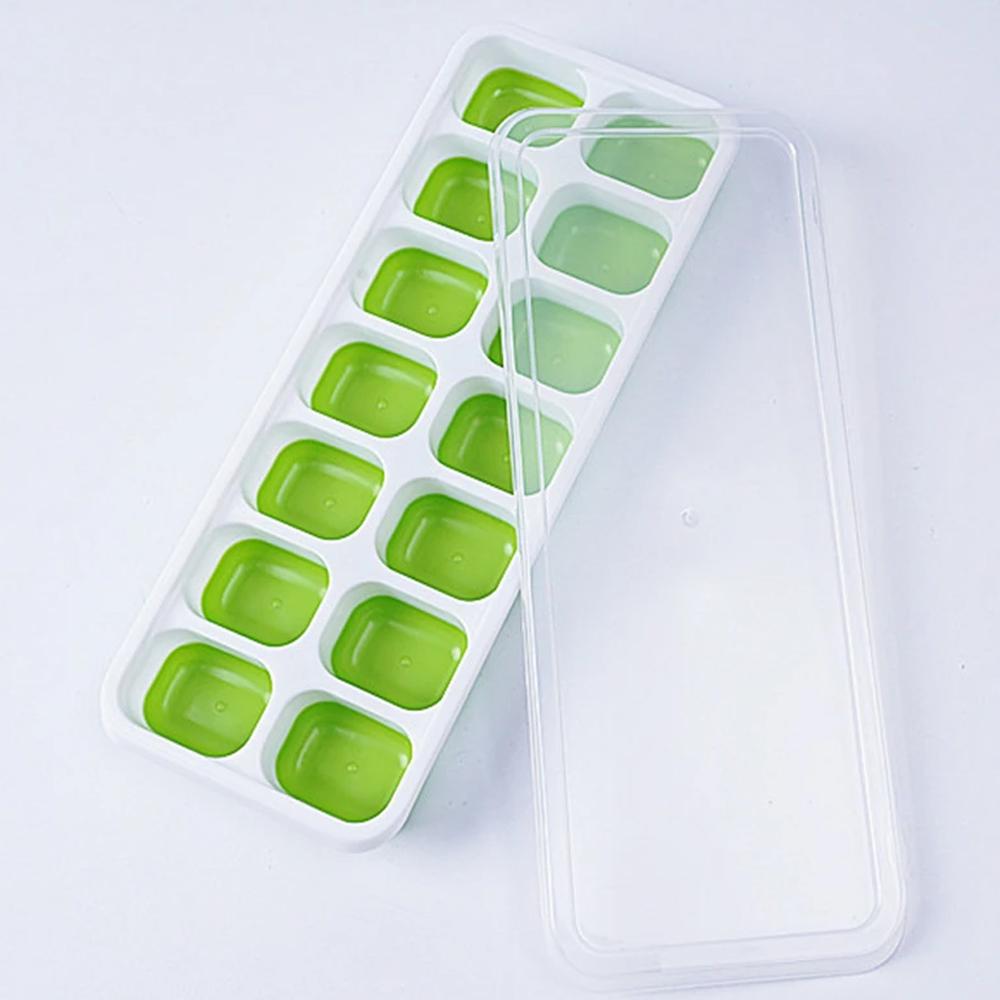 1Pcs/4Pcs/Set CubeTray Stackable 14 Grid Silicone Ice Mold with Removable Lid Easy-Release For Cocktail Freezer Kitchen Tools