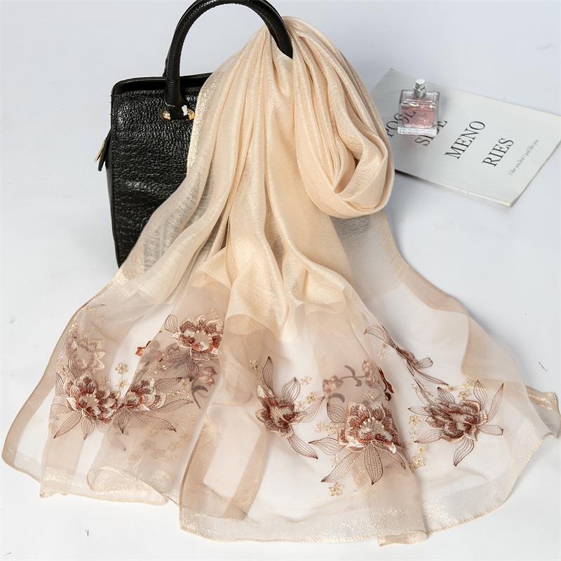 

Hangzhou Silk Wool Embroidery Scarf Women S Silk Wool Embroidery Mulberry Silk Silk Scarf Sun Protection Shawl Women 180*70M