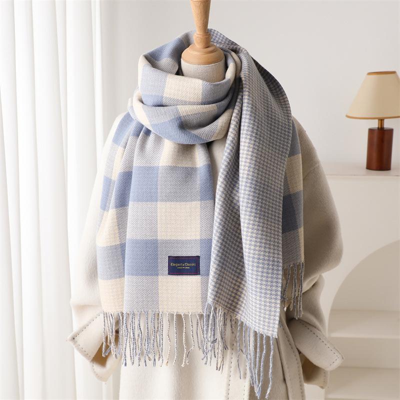 British Classic Plaid Scarf  Striped Unisex Winter Wrap, Soft Warm Windproof Tassel Edges, Versatile Male & Female Scarf