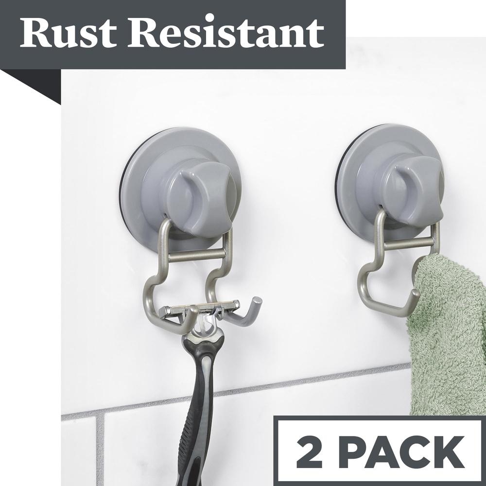 

Dual Hooks Shower Organizers Power Grip Suction Adhesive Mount Rust Resistant Satin Nickel 2 Pack Easy Installation Essentials United States