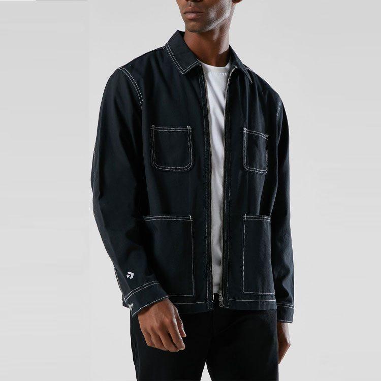 Converse Jackets Men's Black Lapel Moderate Workwear 10020896-A01