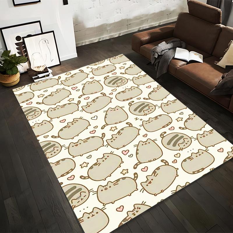 

Cute Cartoon Cat Pattern Carpet with Hearts and Stars1Beige and Brown Style Suitable for use as an anti-slip1 for1room and bedroom sofas 40x60cm( 15x23in )