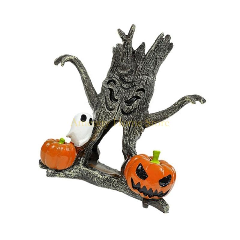 F26C Halloween Themed Resins Aquarium Statues for Indoor Outdoor Fish Tanks Decorations Miniature Garden Ornaments