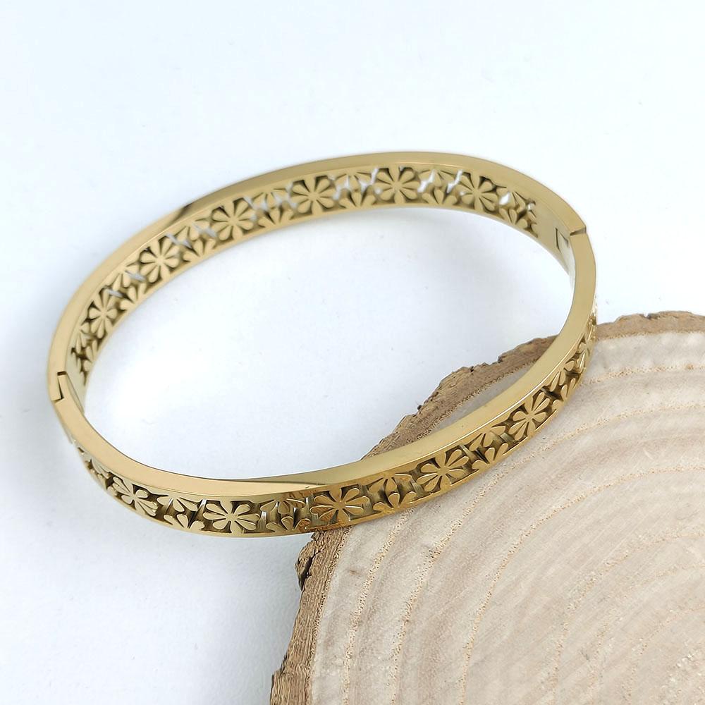 New Honeycomb Sunflower 18K Gold-plated Stainless Steel Bracelet, Waterproof, No Rust and Fading, Wedding Party Gift