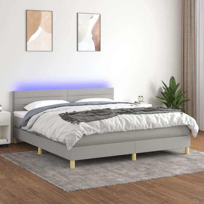 Maison Exclusive - Sommier à lattes de lit matelas et LED Gris clair 160x200 cm