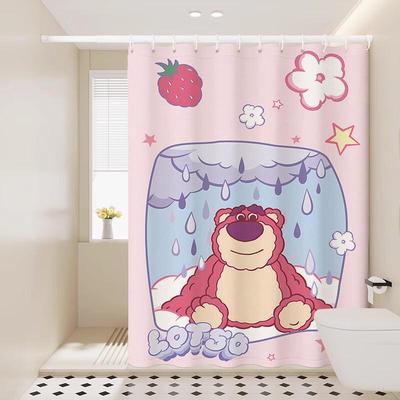 Strawberry Bear Cartoon Shower Curtain Set