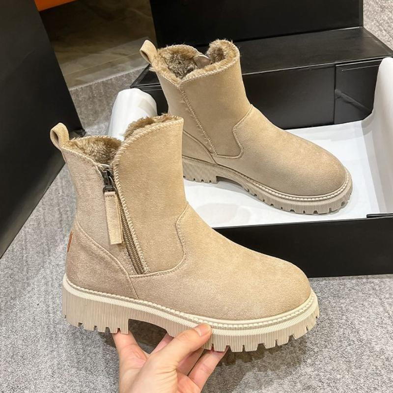 European and American Minimalist Snow Boots 2024 New Plush Insulation Casual Thick Sole Cotton Boots Side Zipper Zapatos Mujer