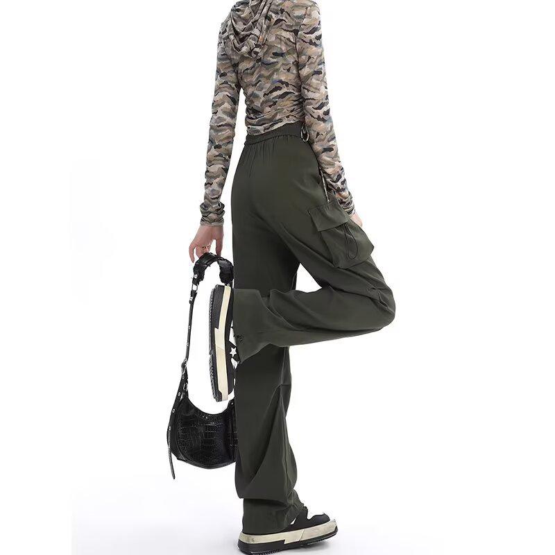 Women's Quick-Dry High-Waist Wide-Leg Work Pants, Windproof and Casual for Autumn/Winter 2024