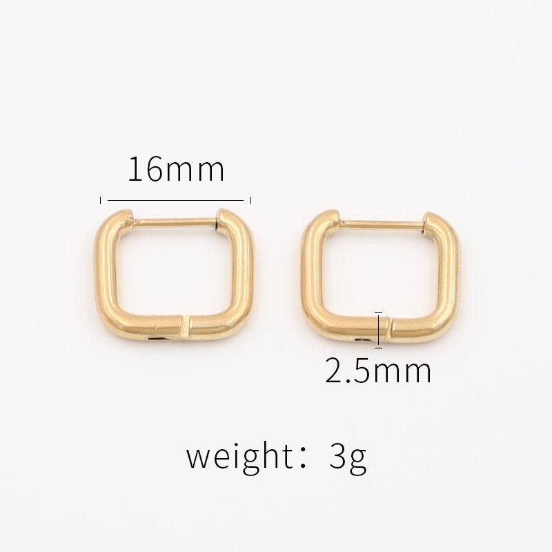 Personality Trend Geometric Earrings Titanium Steel Square Round Wire Ear Buckle Ear Jewelry Premium Niche