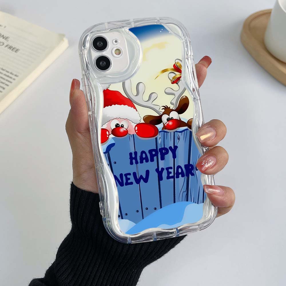 Samsung Galaxy A25 for iPhone 15 Xiaomi Poco X6 Redmi Huawei Honor 90 Phone Cases A2 New year christmas design art exclusive Cream pattern Soft Case