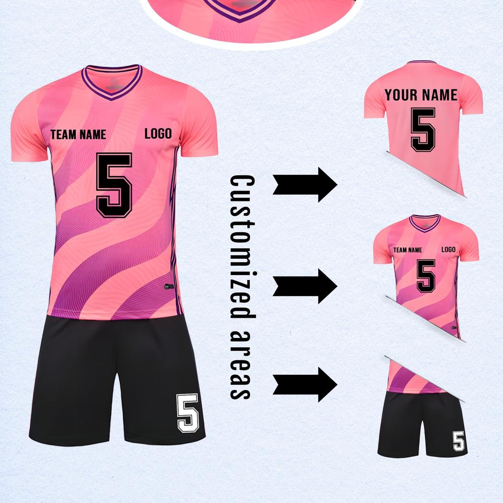 Men Soccer Jersey Set Short Sleeve Quick Dry Sports Uniform with Shorts and Socks for Training Match Teamwear
