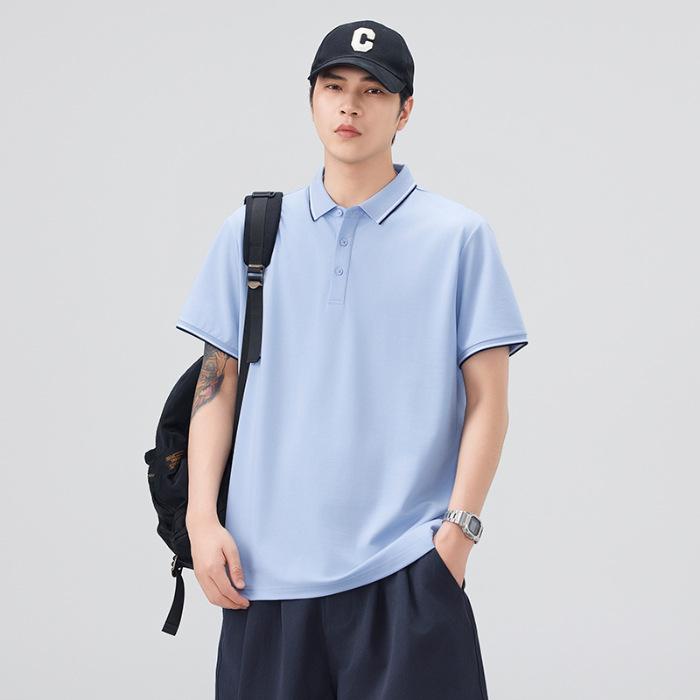 Polo Blouse Short-sleeved Relaxed Fit Summer Top Mens T-shirt Collared Clothes