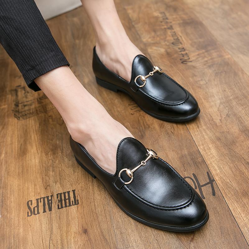 Fashion Luxury Men Formal Shoes Black Brown Classic Horse Buckle Fashion Versatile Loafers European Gentlemen Shoes Size 38-48 Men Shoes