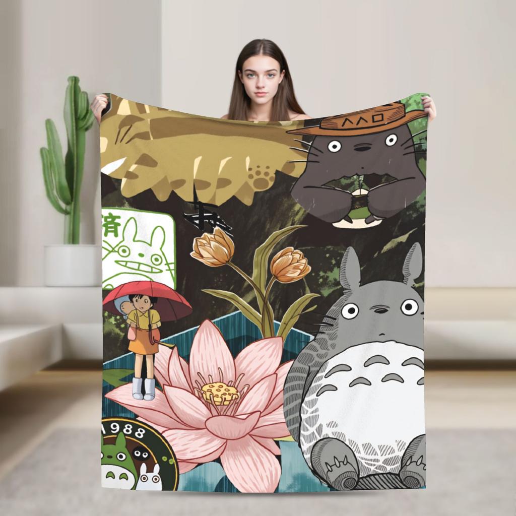 Traditional Nekobasu Japanese Blanket T-Totoros Travel Flannel Bedding Throws For Living Room Warm Bedspread Birthday Present