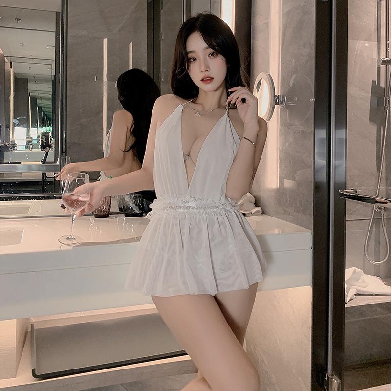 New sexy lingerie deep V backless temptation jumpsuit bed hot neck secretary free uniform