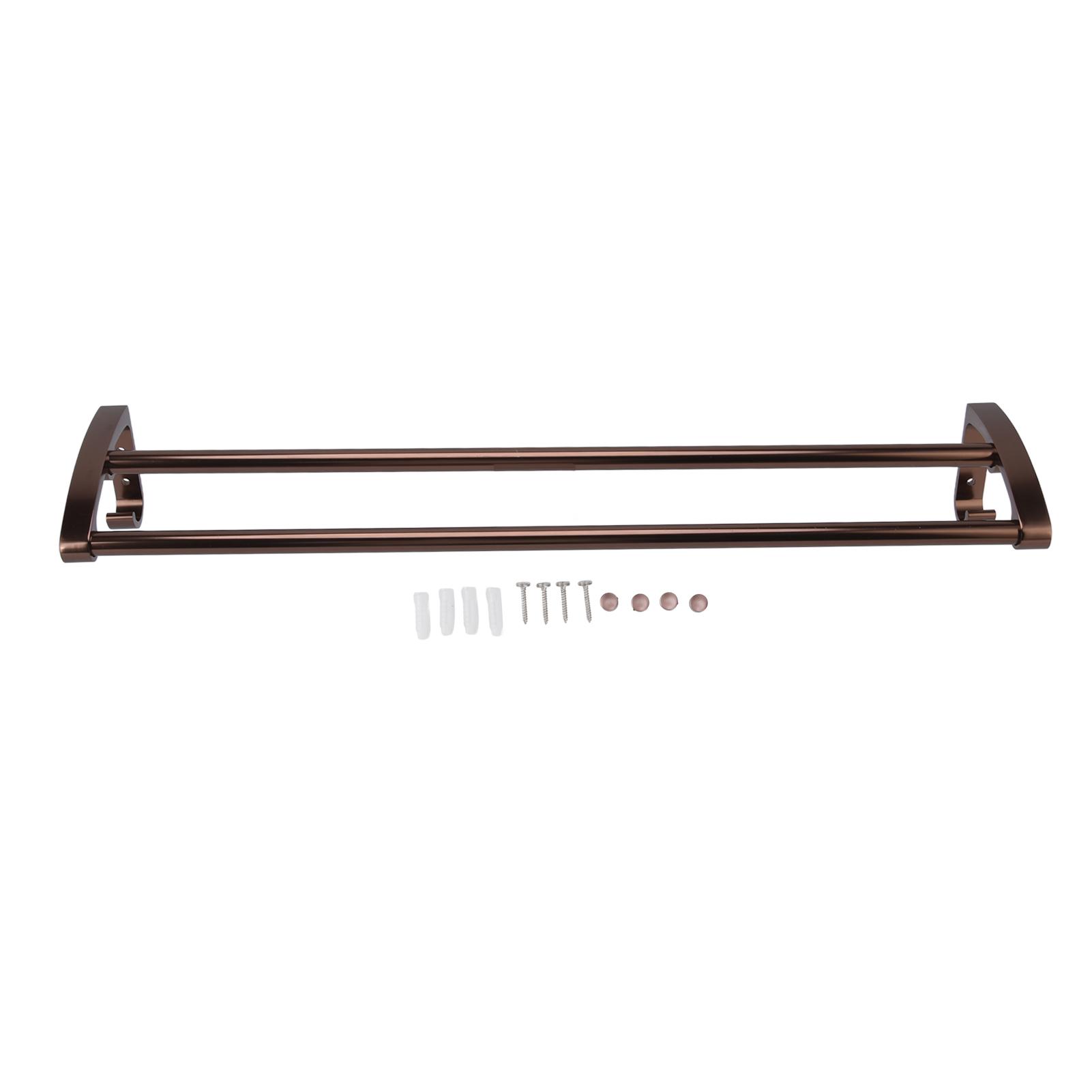 Konnwei Gold Towel Bar Rust Proof Double Layer Rose Wall Mounted Towel Rack With Hook For Bathroom Kitchen