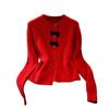 Autumn Winter New Arrival Solid Color Knitted Cardigan Women Bowknot Temperament Outerwear Twist Pattern Sweater Coat