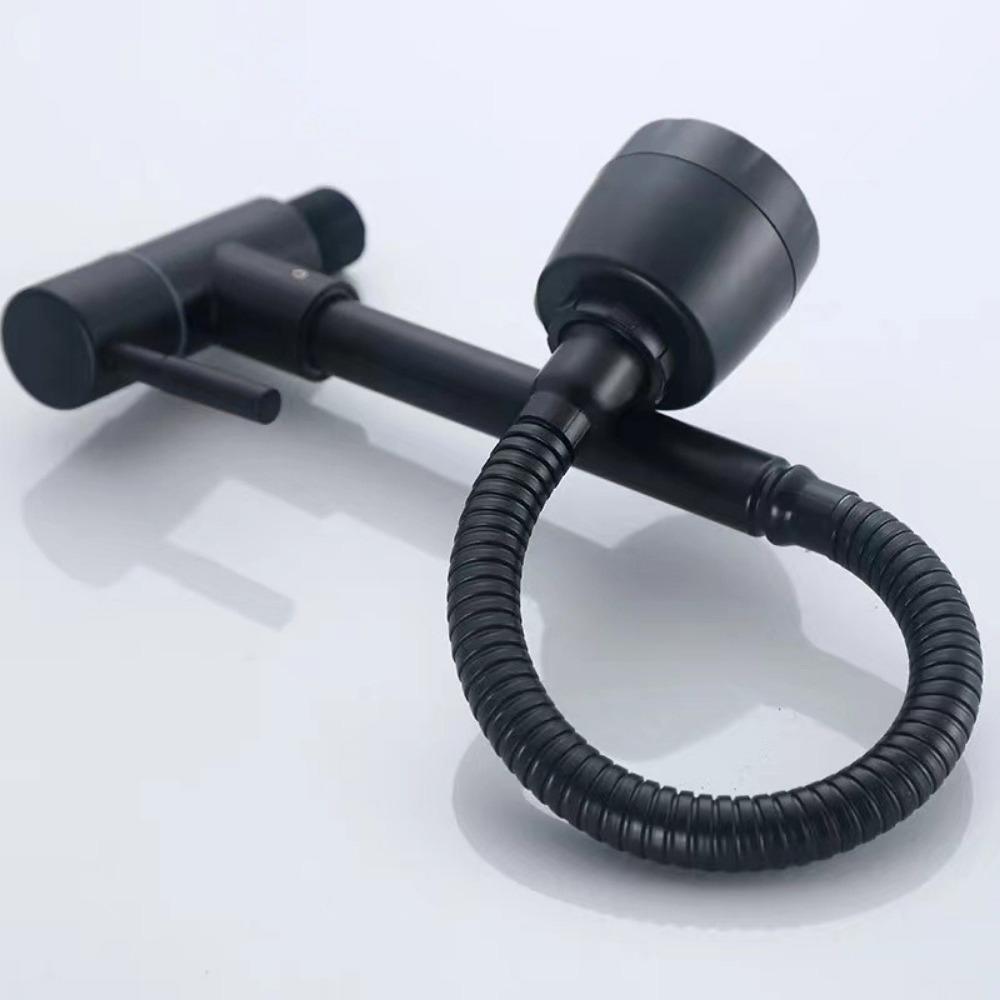 Universal Plastic Kitchen Faucet Rotating Flexible Single Cold Water Taps Black Wall Mounted Water Tap Nozzle Bathroom Kitchen