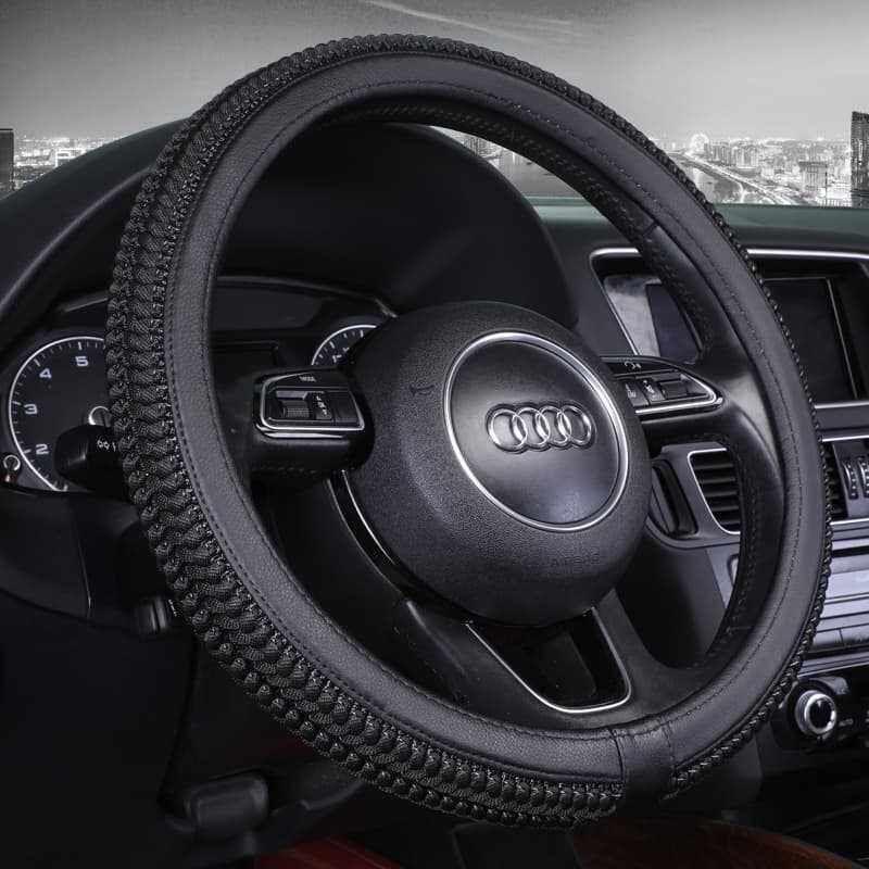 

Car Steering Wheel Cover, Universal Car Handlebar Cover, Anti-Slip, Suitable for All Seasons, Anti-Slip, Sweat-Absorbent, Volkswagen Geely Xingyue Luxury Black