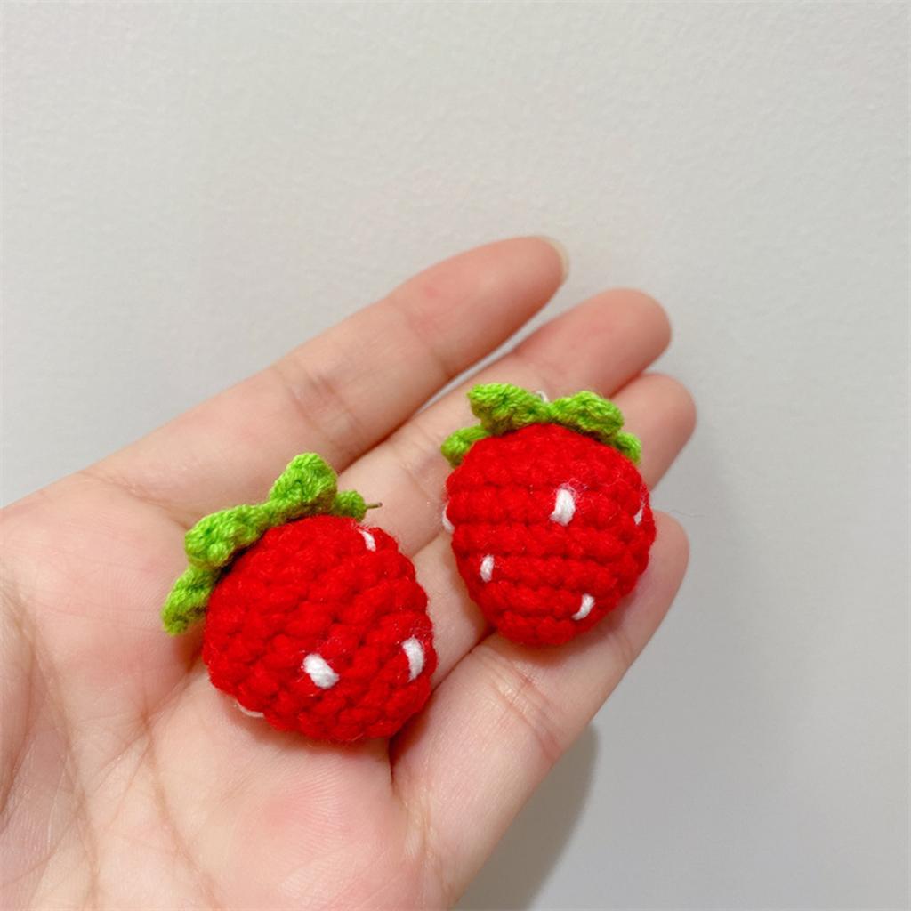 Handmade Knitted Strawberry Earrings Handmade Woven Earrings Unique Earrings Perfect Gift for Fashionable Women Girls