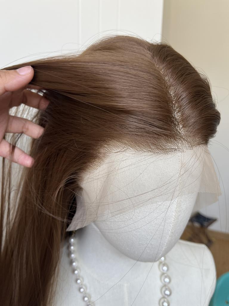 13*6 Lace Front Wig Brown 26inch Long Striaght Lace Front Wig Natural Looking HD High Temperature Fiber Synthetic Lace Wigs