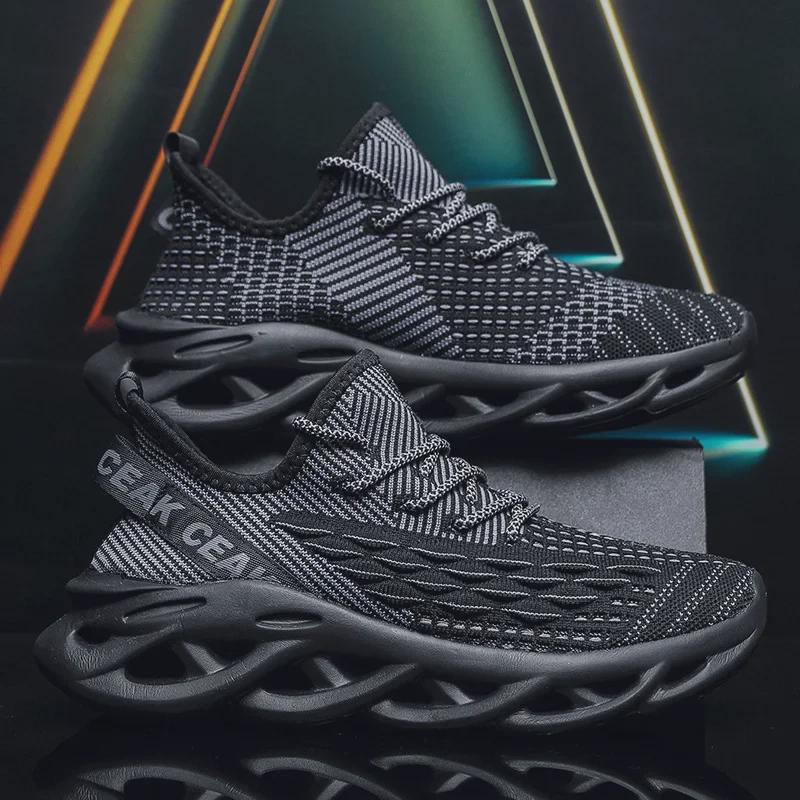 Men's Large Cross-Border Sports Shoes with Fish Scale Blade Design - Youthful, Lightweight, and Fashionable for Running