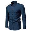 New Men's Trend Solid Colour Retro Style Casual Long-sleeved Shirt Men's Fashion Tops