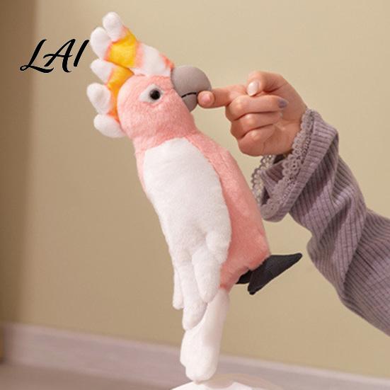 Plushie for Bedroom Decor Cute Parrot Plush Toy Soft Stuffed Animal Kids Pink Realistic Bird Lover Gift Doll with Fluffy Fabric And Home Decoration
