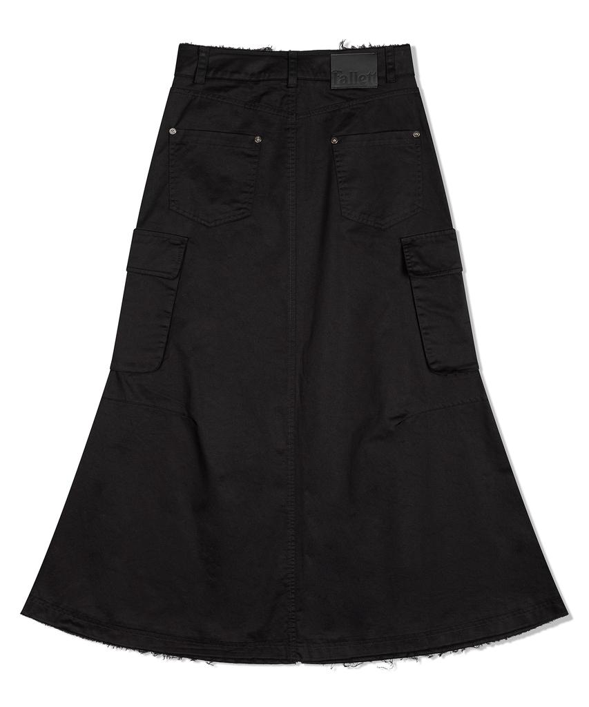 Pallet Long Cargo Shirred Skirt Black
