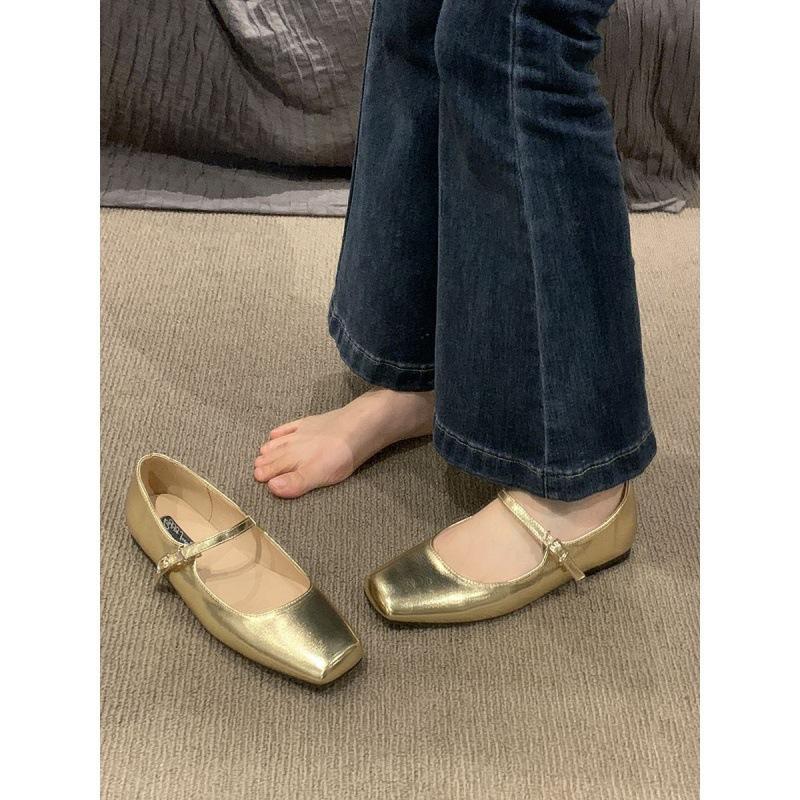 Ballet Shoes Retro French Mary Jane Shoes Women's Shoes Flat-bottomed Belt Temperament Shoes Large Size Women's Shoes -