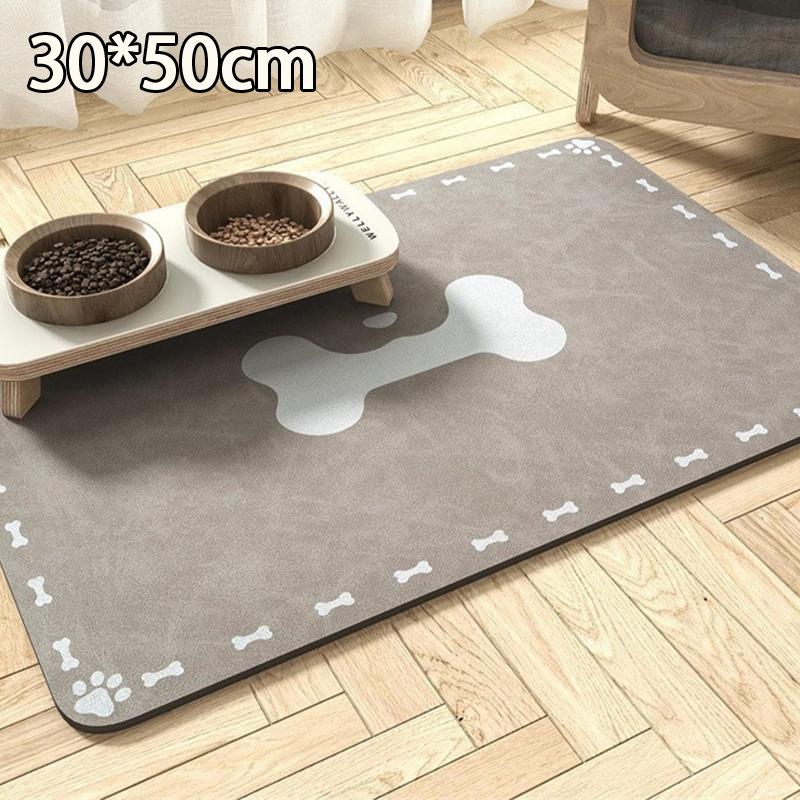 Waterproof Quick Dry Diatomaceous Earth Pet Mat Non Slip Rubber Back Absorbent Placemat for Pet Feeding Bowl