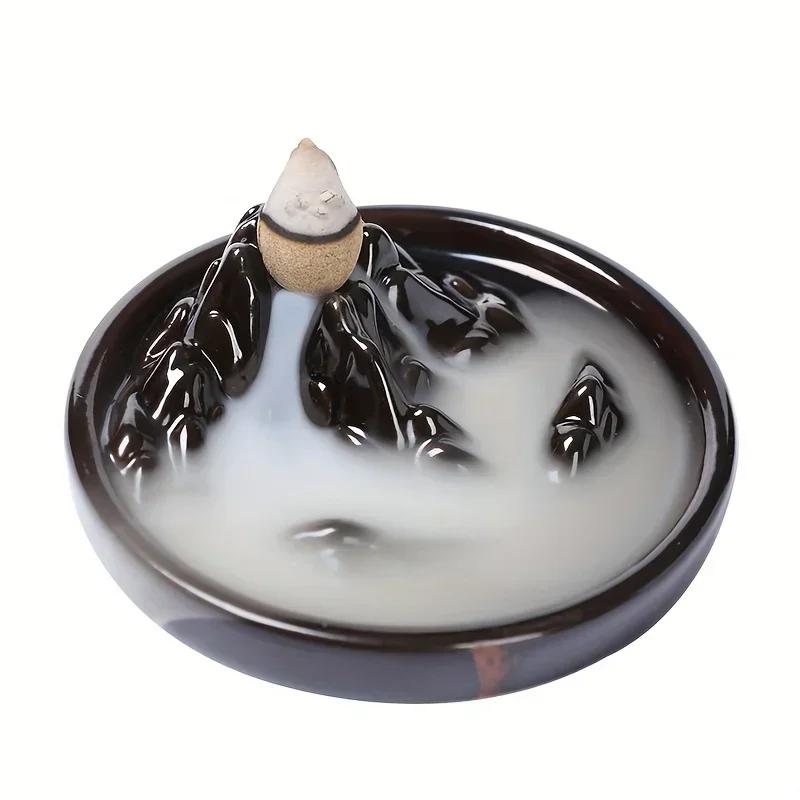 1pc Incense Burner Ceramic Alpine Flow Water Inverted Incense Burner Creative Backflow Incense Burner Ornament Without Incense