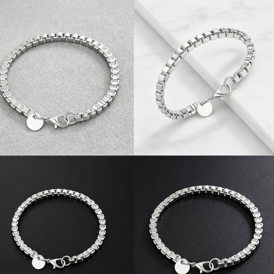 

High-quality Fashion noble 4MM box chain 925 sterling silver Bracelets for man woman Popular s Versatile jewelry party gift 20CM 8INCHES
